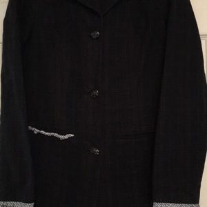Free people coat, dark blue plaid, great for fall!